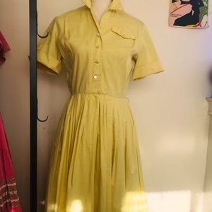Vintage Cotton Yellow Shirtwaist Dress